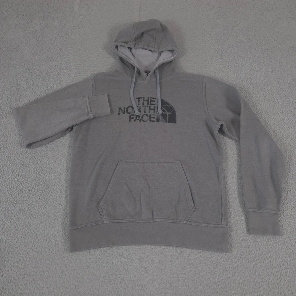 The North Face Hoodie Mens Medium Gray Half Dome Pullover Graphic Logo Cotton